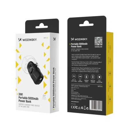 WOZINSKY MINI POWERBANK 5000MAH Z KABLEM USB-C DO APPLE WATCH 15W ŁADOWANIE
