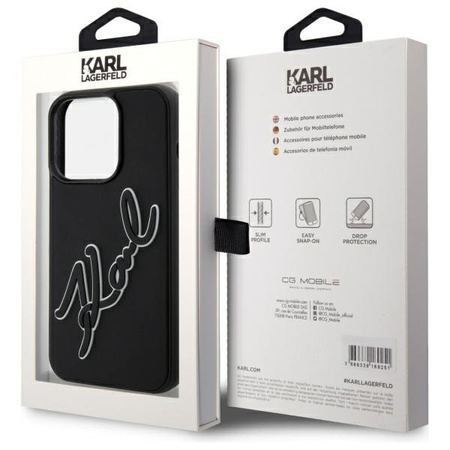 KARL LAGERFELD CASE HARDCASE 3D DO IPHONE 15 PRO MAX 6.7 RUBBER SIGNATURE