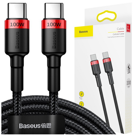 Baseus Cafule nylonowy kabel przewód USB Typ C Power Delivery 2.0 100W 20V 5A 2m czarny (CATKLF-AL91)