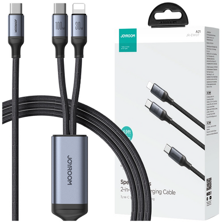 Kabel 2 w 1 Joyroom speedy series SA21-1T2 USB-C - USB-C / Lightning 100W 1.5m czarny