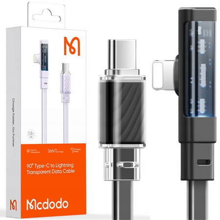 Mcdodo Szybki Kabel Kątowy USB-C Lightning 36W 1,2M Czarny