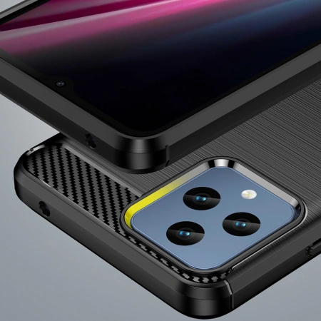 Carbon Case etui do T-Mobile Revvl 6 5G elastyczny silikonowy karbonowy pokrowiec czarne