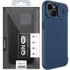 Nillkin Qin Cloth Pro Case etui do iPhone 14 Plus osłona na aparat kabura pokrowiec obudowa z klapką niebieski