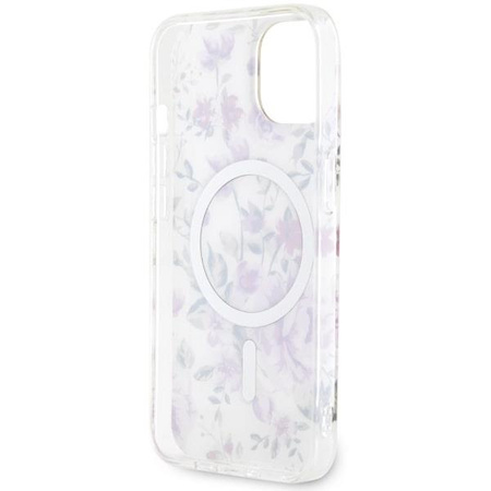 Etui Guess GUHMP14MHCFWST na iPhone 14 Plus 6.7" - przezroczyste hardcase Flower MagSafe