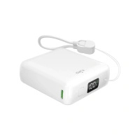 Powerbank Puro 10000mAh 20W USB-C USB-A z wyświetlaczem i wbudowanym kablem USB-C - biały