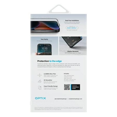 UNIQ OPTIX MATTE SZKŁO HARTOWANE DO IPHONE 16 PLUS 15 PLUS 14 PRO MAX 6.7