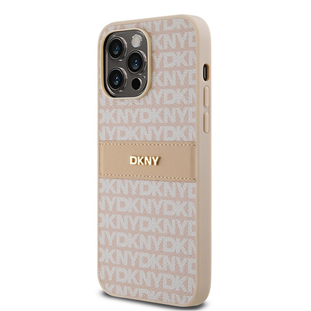 DKNY ETUI HARDCASE DO IPHONE 14 PRO MAX 6.7 MONO STRIPE METAL LOGO SKÓRZANE