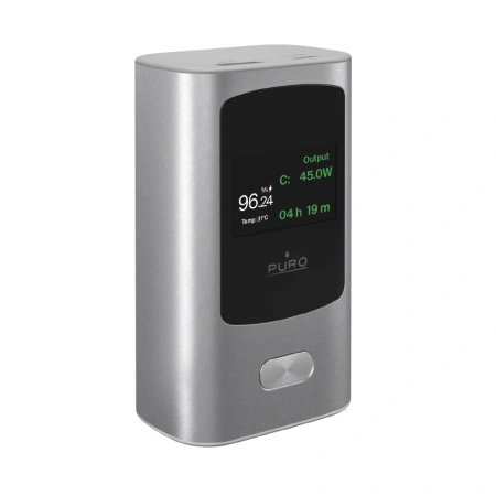 Powerbank Puro 45W 10000mAh USB-A USB-C z wyświetlaczem - szary