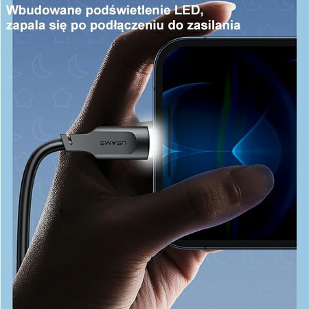 USAMS KABEL DO LIGHTNING 1,2M 2,4A DO IPHONE 12 13 14 Z FUNKCJĄ FAST