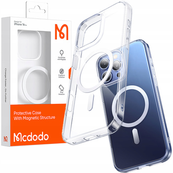 MCDODO MAGNETIC CASE CLEAR CASE REINFORCED FOR MAGSAFE IPHONE 16 PRO MAX