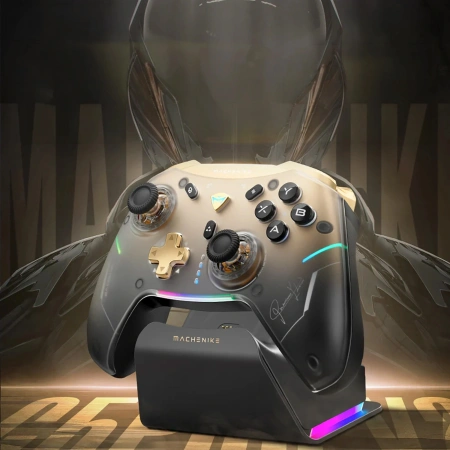 Kontroler do gier Machenike G5Pro Premium Edition bezprzewodowy ze stacją ładującą - czarno-złoty