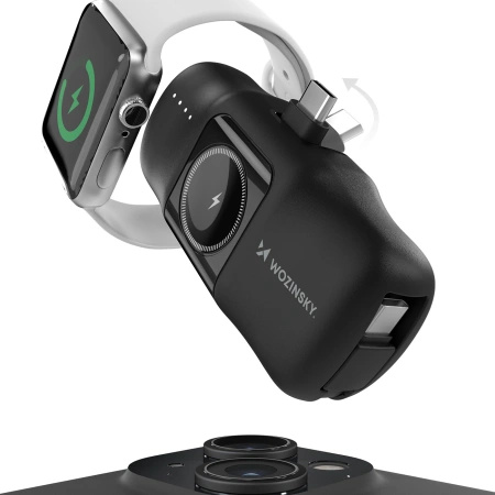 WOZINSKY MINI POWERBANK 5000MAH Z KABLEM USB-C DO APPLE WATCH 15W ŁADOWANIE