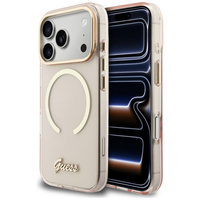 Etui Guess IML Script Metal MagSafe do   iPhone 17 Pro Max różowy