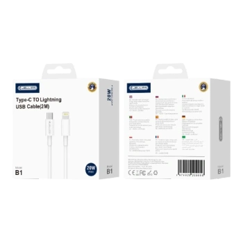 JELLICO kabel B1 USB-C - Lightning PD 20W 2M Biały