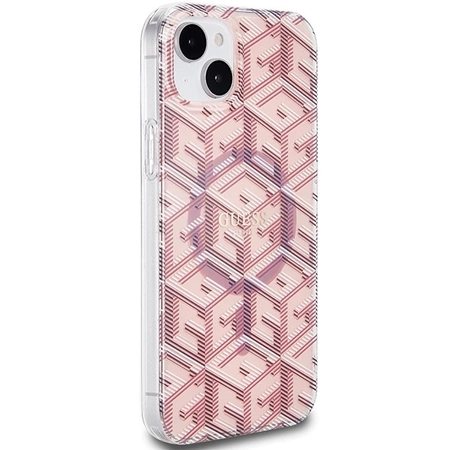 Etui Guess IML GCube MagSafe na iPhone 15 Plus / 14 Plus - różowe