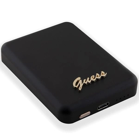 Powerbank indukcyjny Guess MagSafe Metal Script Logo 15W 5000mAh - czarny