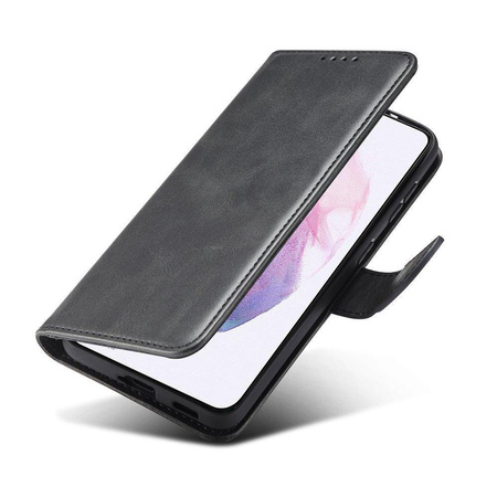 Magnet Case elegancki futerał etui pokrowiec z klapką i funkcją podstawki Samsung Galaxy S22 Ultra czarny