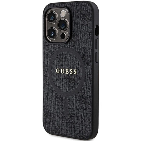 Etui Guess 4G Collection Leather Metal Logo MagSafe na iPhone 14 Pro Max - czarne