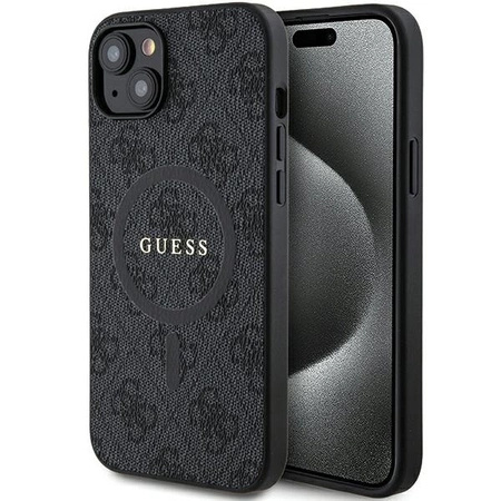 Etui Guess 4G Collection Leather Metal Logo MagSafe na iPhone 14 / 15 / 13 - czarne