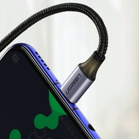 Ugreen kątowy kabel przewód USB Typ C - USB Typ C Power Delivery 60 W 20 V 3 A 1 m czarno-szary (US255 50123)
