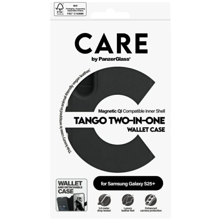 Etui CARE by PanzerGlass Feature Tango 2w1 Wallet do Samsung Galaxy S25+ - czarny