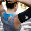 Elastyczny materiałowy armband opaska na ramię do biegania fitness L różowa