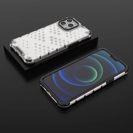 HURTEL HONEYCOMB ETUI DO IPHONE 13 PRO MAX PRZEZROCZYSTE Z ŻELOWĄ RAMKĄ