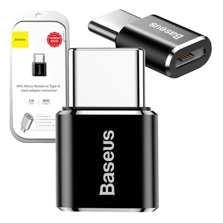 BASEUS ADAPTER PRZEJŚCIÓWKA MICRO USB DO USB TYPE C TELEFON TABLET CZARNY