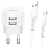 USAMS ŁADOWARKA 2xUSB 2,1A DO TELEFONÓW SZYBKA ŁADOWARKA Z DODATKOWYM USB-C