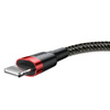 Baseus Cafule Cable wytrzymały nylonowy kabel przewód USB / Lightning QC3.0 1.5A 2M czarno-czerwony (CALKLF-C19)