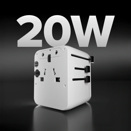 Adapter podróżny SBS 2xUSB-C 1xUSB-A uniwersalny - biały