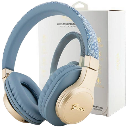 Słuchawki nauszne Guess 4G Script Bluetooth - niebieskie