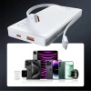 Powerbank Baseus Airpow Lite 10000mAh 22,5W z wbudowanymi kablami USB-C i Lightning - biały