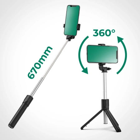 HURTEL SELFIE STICK TELESKOPOWY TRIPOD DO TELEFONÓW 0.7M CZARNY KOMPAKTOWY