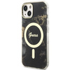 Etui Guess GUHMP14SHTMRSK na iPhone 14 - czarne Golden Marble MagSafe