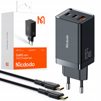 Ładowarka do telefonu Mcdodo, GaN 5 PRO, Szybkie ładowanie, USB-C, USB-A, 65W, kabel w zestawie, czarna