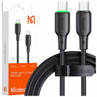 MCDODO KABEL USB-C SZYBKIE ŁADOWANIE DO SAMSUNG APPLE USB TYP C 65W 1M LED CZARNY