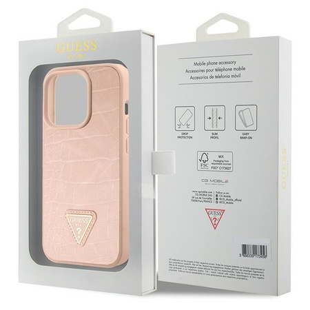 GUESS ETUI DO IPHONE 15 PRO MAX Z LOGO TRIANGLE I METALOWYM WYKOŃCZENIEM
