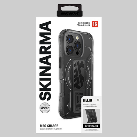 Skinarma etui Helio iPhone 16 Pro 6.3   Magnetic Charging + Grip Stand czarny/black