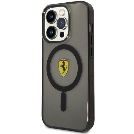 Etui Ferrari FEHMP14LURKK na iPhone 14 Pro - czarne Translucent Magsafe
