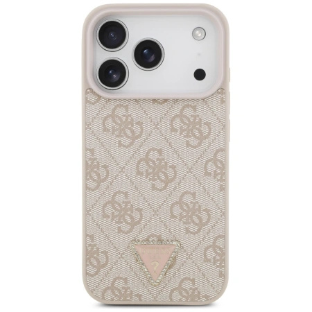 GUESS ETUI LEATHER 4G TRIANGLE STRASS MAGSAFE DO IPHONE 17 PRO Z PIĘKNY