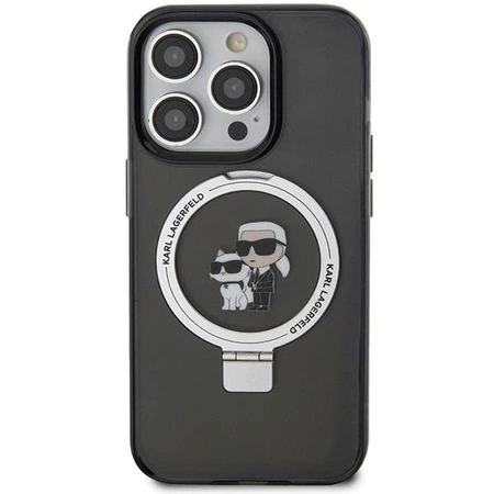 Etui Karl Lagerfeld Ring Stand Karl&Choupettte MagSafe do iPhone 15 Pro Max - czarne