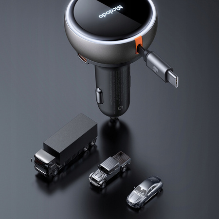 MCDODO MOCNA SZYBKA ŁADOWARKA SAMOCHODOWA 3X USB USB-C PD 80W LED KABEL 1M