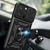 Pancerne etui z podstawką i osłoną aparatu do iPhone 15 Pro Hybrid Armor Camshield - niebieskie