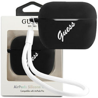Guess GUACAPLSVSBW AirPods Pro cover czarno biały/black white Silicone Vintage