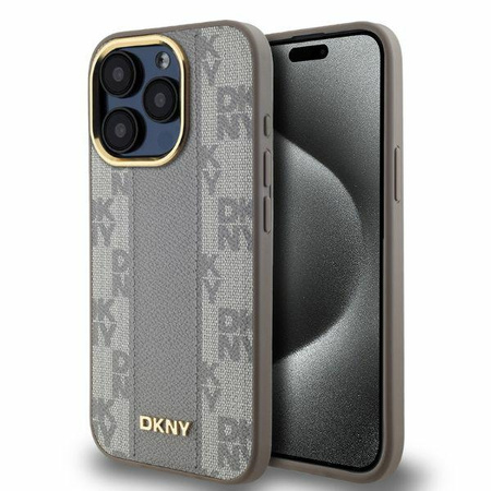 DKNY ETUI HARDCASE LEATHER CHECKERED MONO DO IPHONE 15 PRO MAX 6.7