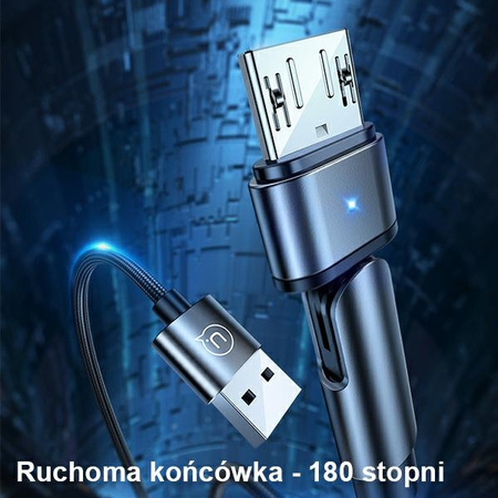 USAMS KABEL MICRO USB 2A DO ANDROID 1M OBROTOWY PLECIONY SZYBKIE ŁADOWANIE