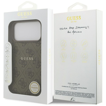 Etui Guess 4G Ring Classic Logo MagSafe  do iPhone 17 Pro Max brązowy