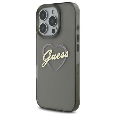 GUESS ETUI HARD CASE DO IPHONE 16 PRO 6.3 BLACK IML HEART Z LOGO DO 4G