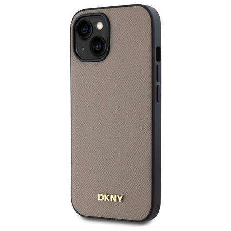 DKNY ETUI HARDCASE DO IPHONE 15 6.1 Z LOGO METALOWYM I DO MAGSAFE BEŻOWE
